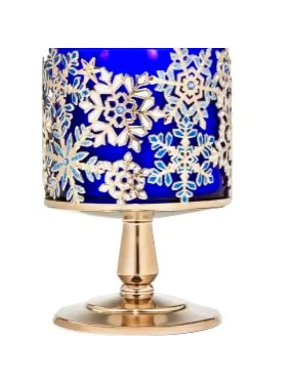 JEWELED SNOWFLAKES PEDESTAL 3-Wick Candle Holder